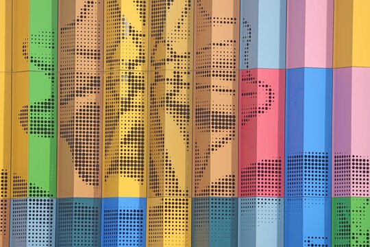 Abstract image of an colourful facade of a commercial building