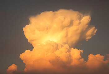 very large cloud in the sky with a bright orange glow