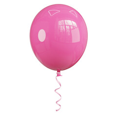 Shiny pink balloon isolated in transparent background 