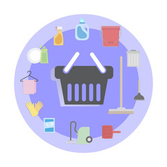 Cleaning service icons in circular layout
