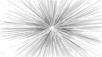 Radiating black and white lines forming an abstract explosion concept. Vector illustration