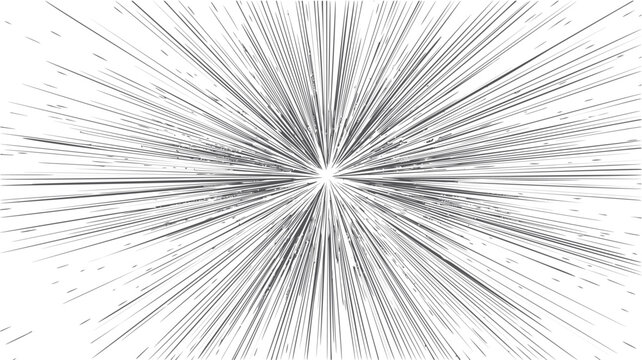 Radiating black and white lines forming an abstract explosion concept. Vector illustration