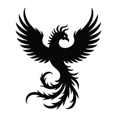 A silhouette of Phoenix flight Icon vector on a white background
