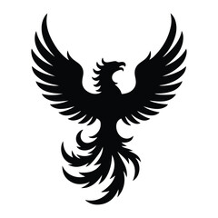 A silhouette of Phoenix flight Icon vector on a white background