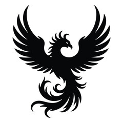 A silhouette of Phoenix flight Icon vector on a white background