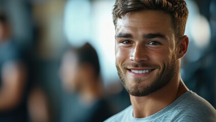 Obraz premium Happy man smiling in gym