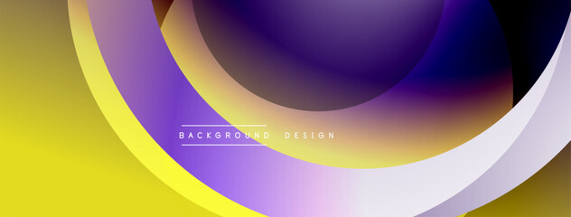 Abstract yellow, purple design. Overlapping curves create dynamic visual effect. Modern background suitable for various projects.