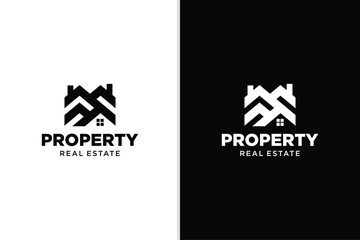 Black real estate logo with a building vector template. house logo company