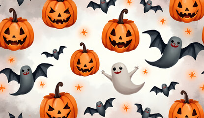 Cute Halloween Ghosts Background