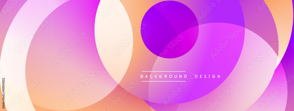Poster abstract circles overlap, creating vibrant gradients. pink, purple, orange hues blend smoothly. mode