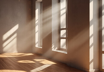 Soft sunlight entering a sacred room, casting gentle shadows. This minimalist photo reflects the quiet strength of spiritual awakening - ideal for wellness, yoga