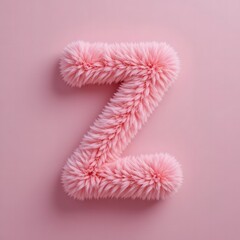 Fototapeta premium Fluffy Pink Letter Z on Solid Background