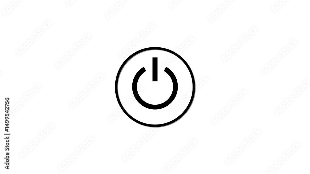 Poster Animated power button icon in clean minimalist design centered on white background for ui and ux applications