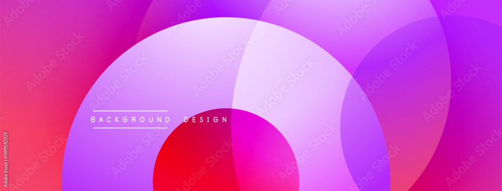 Fototapete Abstract vibrant background. Overlapping circles create dynamic visual effect. Pink, purple hues dominate composition. Modern design element.