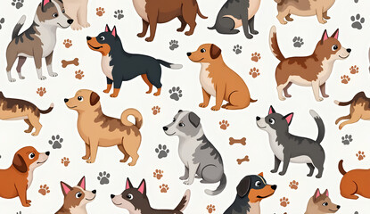 Obraz premium Cute Dog Pattern Illustration