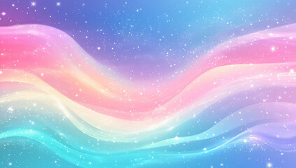 Colorful waves with sparkling stars create dreamy abstract background