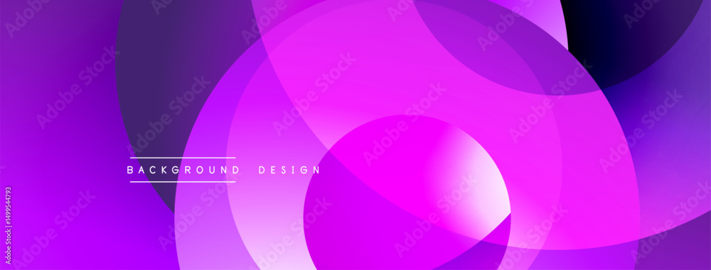 Leinwandbilder Abstract purple design features overlapping circles. Gradient shades create dynamic visual effect. Modern, vibrant background element.