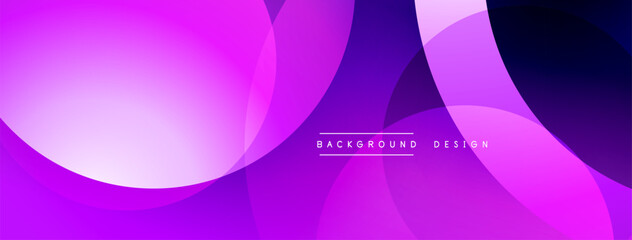 Abstract purple background. Overlapping circles create dynamic visual effect. Modern design suitable for banners, presentations.