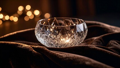 Obraz premium Translucent glass sculpture reflecting fine sparkles onto a velvet backdrop in low light Dramatic contrast with gleaming nuances in shadow-rich tones.