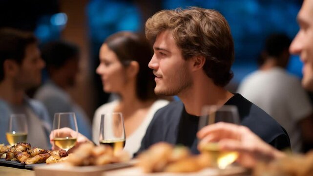 1_Friends enjoying pintxos and cider in a cozy bar