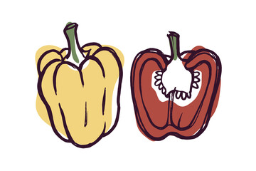 Bell peppers flat hand drawn food vector illustration