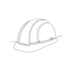 one-line isolated vector object hard hat one line drawing of isolated hard hat Continuous one line drawing safety helmet for safety work. Road and building construction concept