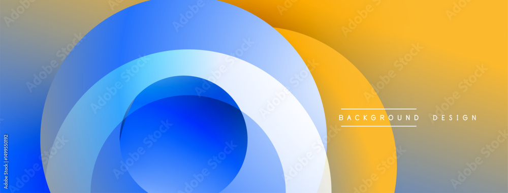 Aufkleber abstract layers overlap, creating vibrant blue, orange gradients. modern design suggests depth, flui
