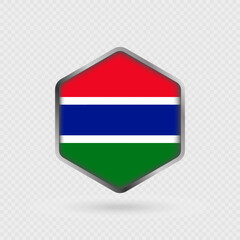 Fototapeta premium Gambia Flag Icon in Hexagon Shape.