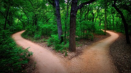 Obraz premium A forked path in nature, symbolizing life's choices and possibilities