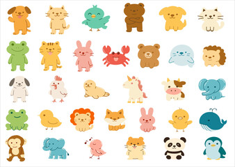 cartoon hand drawn doodle animal collection