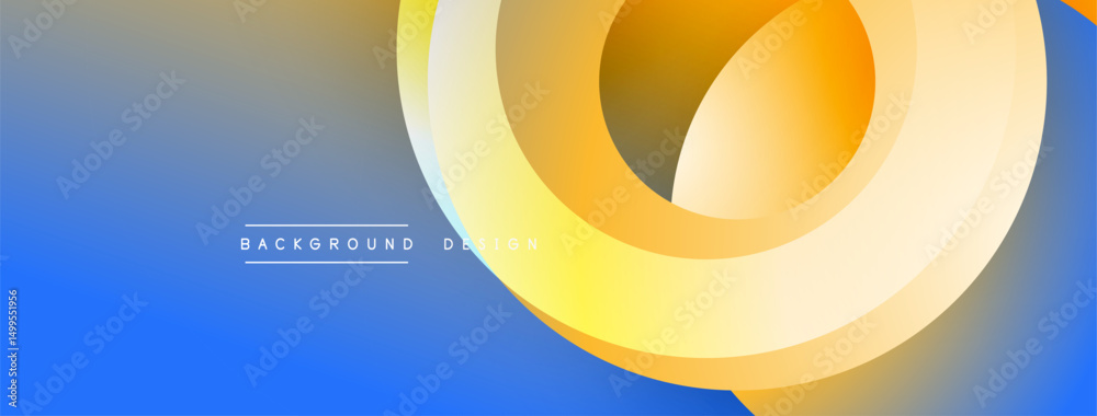 Leinwandbilder Abstract design features layered circles, gradient colors. Blue transitions to yellow, creating modern visual effect. Simple, clean aesthetic.