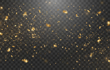 Vector magical light dust, dusty shine. Flying particles of light png. Sparkling fairy dust shining on a transparent background. Christmas light effect. Vector illustration isolated on PNG  © Leonid