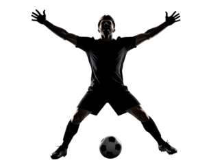 Silhouette of Happy Male Soccer Player Celebrating Goal
