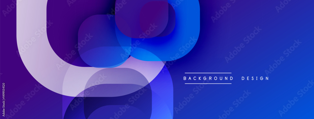 Aufkleber Abstract fluid shapes overlap, creating dynamic blue purple gradient. Modern design element for backgrounds, presentations.
