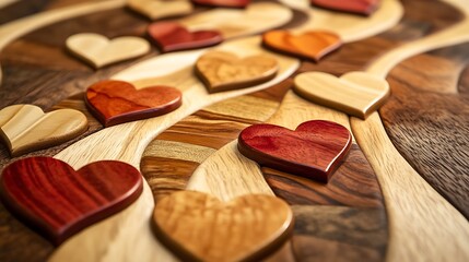 Custom emoji hearts trailing diagonally on maple
