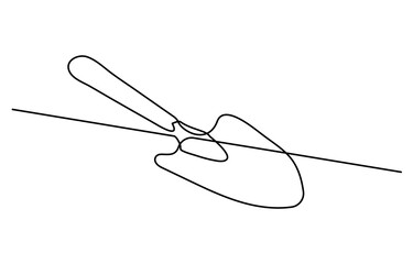 One continuous line drawing of shovel. Single line of shovel vector illustration