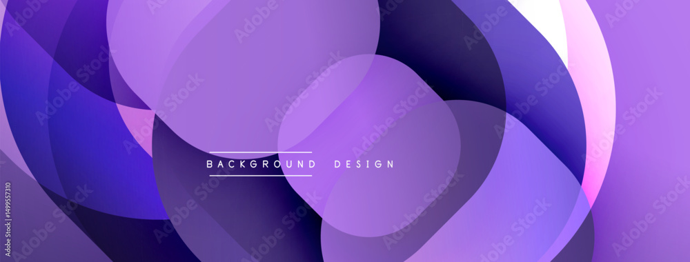 Leinwandbilder Abstract purple design features overlapping rounded shapes. Gradient colors create dynamic visual effect. Modern background suitable for various projects.