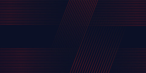 Abstract banner design. Red diagonal lines on dark blue background. Modern graphic. Futuristic technology concept. Suit for cover, header, business, presentation, website, flyer