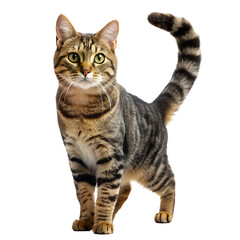 Fototapeta premium Alert Shorthair Tabby Cat Standing in Attention