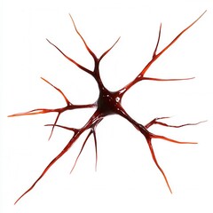 Fototapeta premium Intricate Neuron Structure with Delicate Dendrites and Axon in Vibrant Red Color