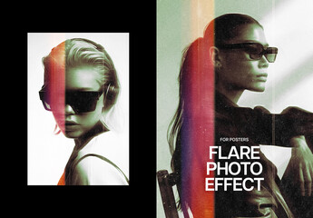 Retro Flare Poster Photo Effect Mockup