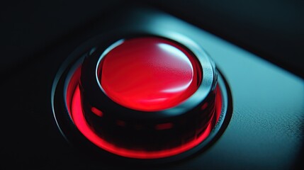 Crimson stop button on a clicker turning off powering off idea.