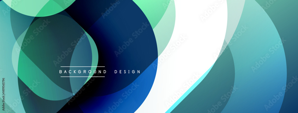 Aufkleber abstract circles overlap, creating dynamic blue, teal, white design. modern background suitable for 