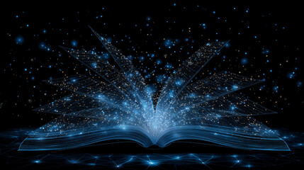 Digital book releasing light and energy in a dark space