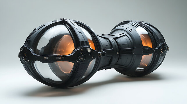 A compact gravity manipulation device capable of repelling or attracting objects, presented against a clean white backdrop under soft professional studio lighting, emphasizing its unique function 