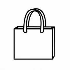 minimal shopping bag icon, transparent background, line drawing