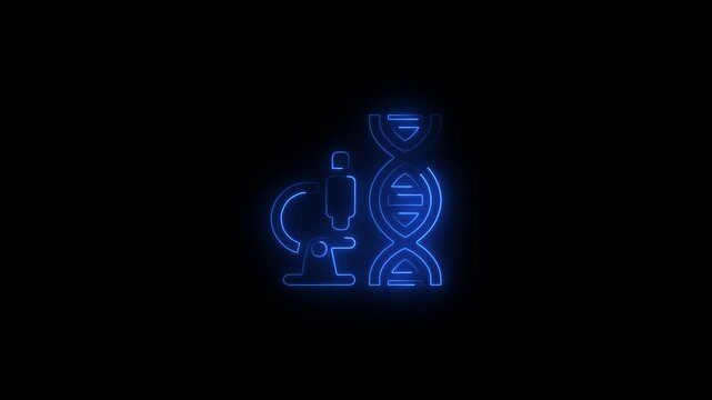 Glowing genetics.HD motion graphic video animation with neon effects.isolated on a black background.