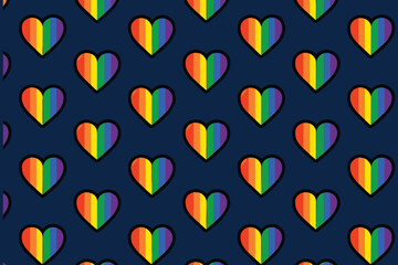 Rainbow Pride Hearts Seamless Pattern Background