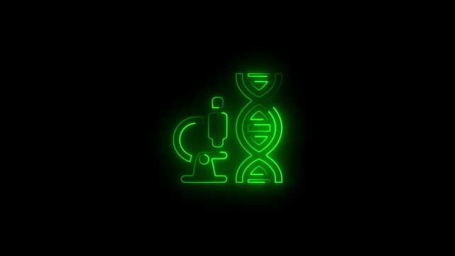 Glowing genetics.HD motion graphic video animation with neon effects.isolated on a black background.