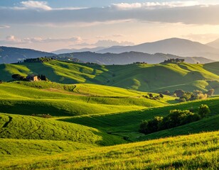 Beautiful and miraculous colors of green spring panorama landscap